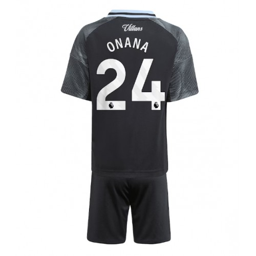 Aston Villa Amadou Onana #24 Segunda Equipación Niños 2025-26 Manga Corta (+ Pantalones cortos)